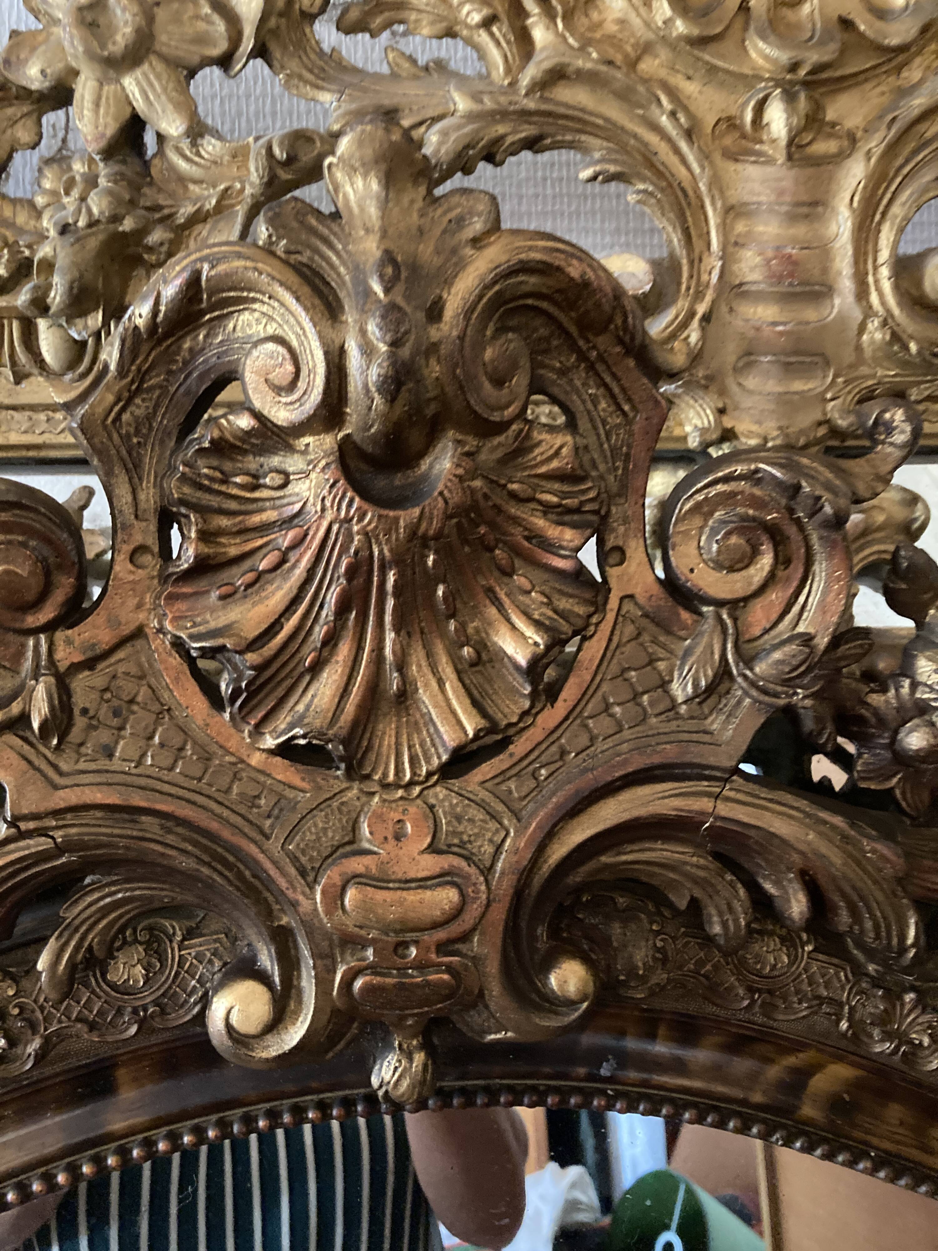 Baroque mirror 19th century gilded  84x156cm