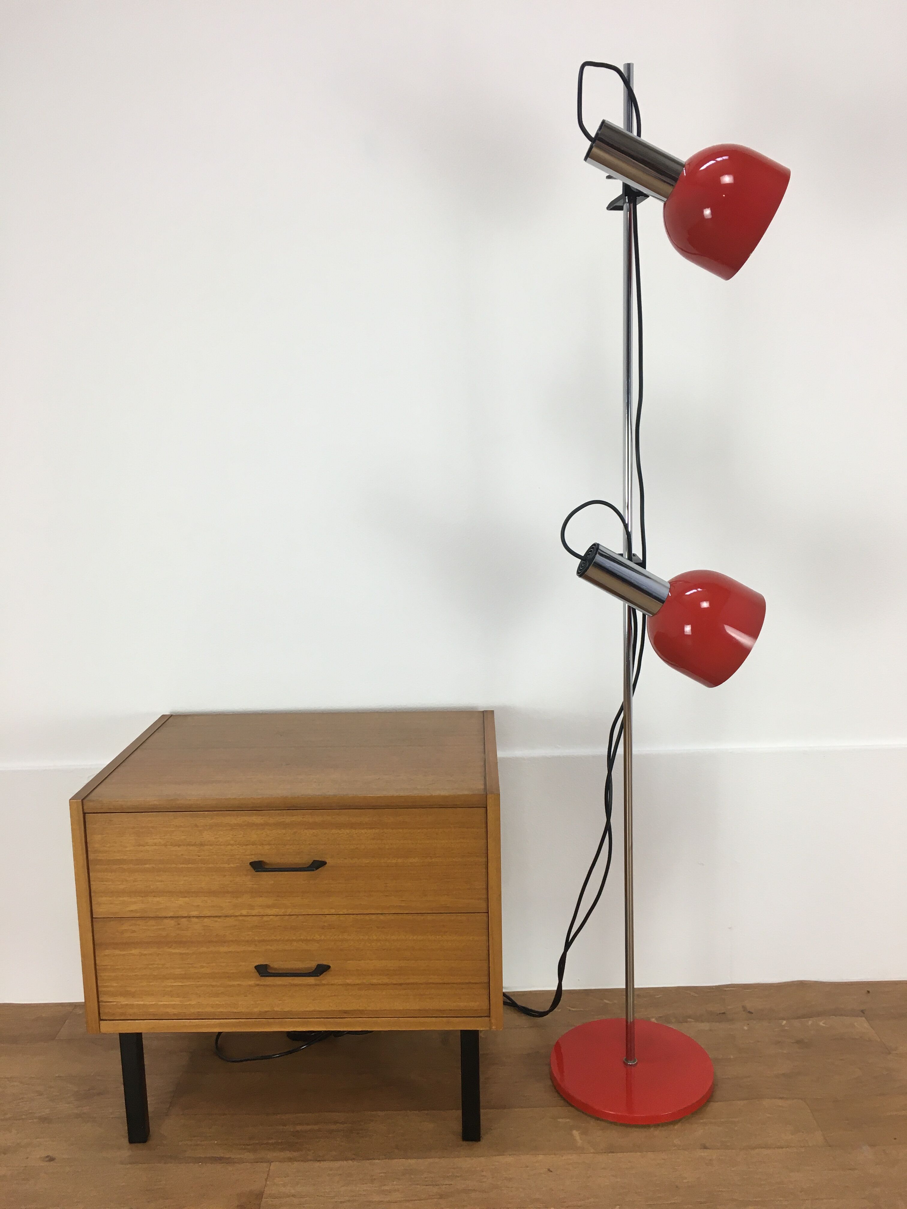 Floor lamp space age 2 spots red and chrome 1970