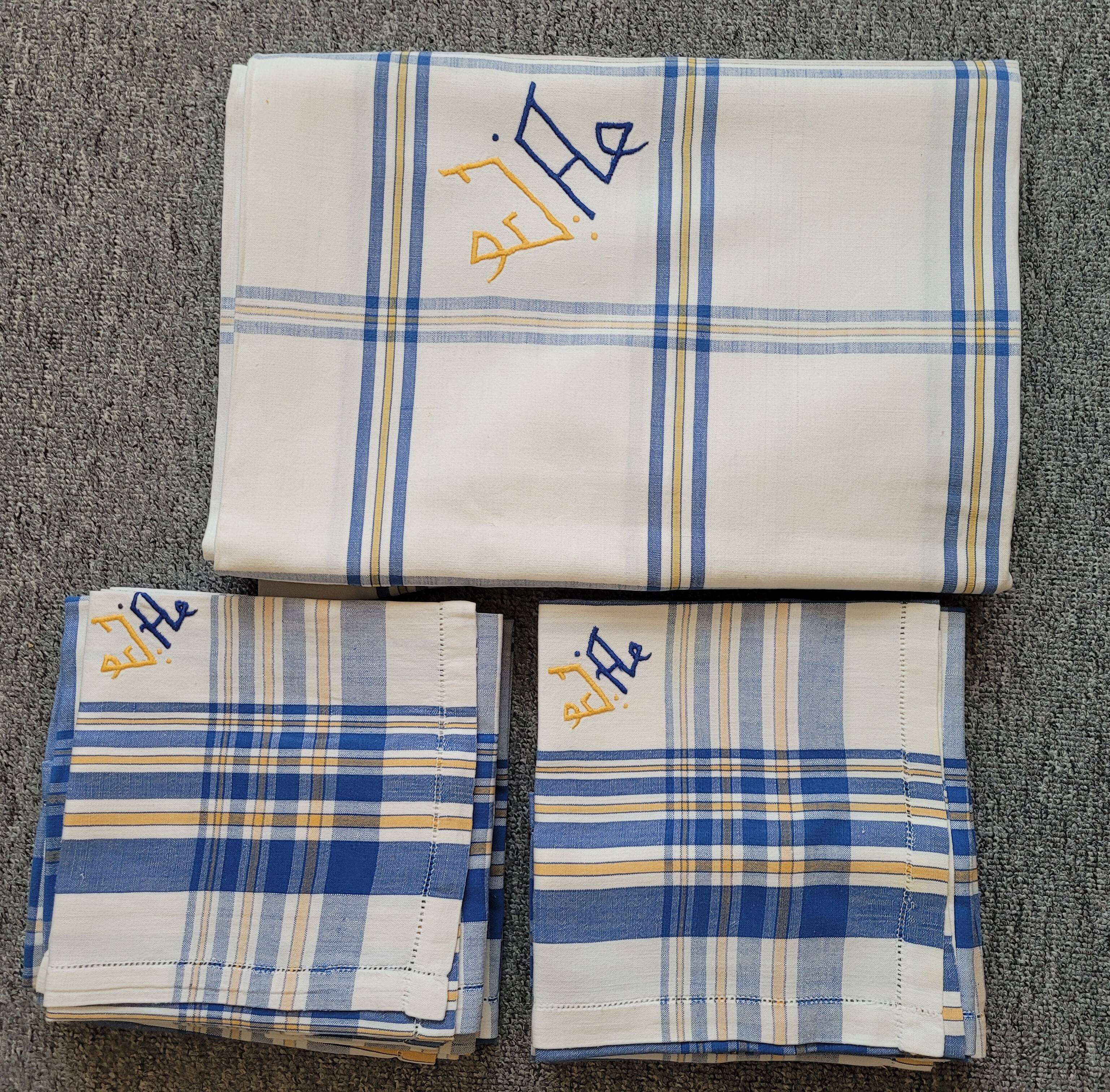 Nappe en coton 12 couverts avec serviettes