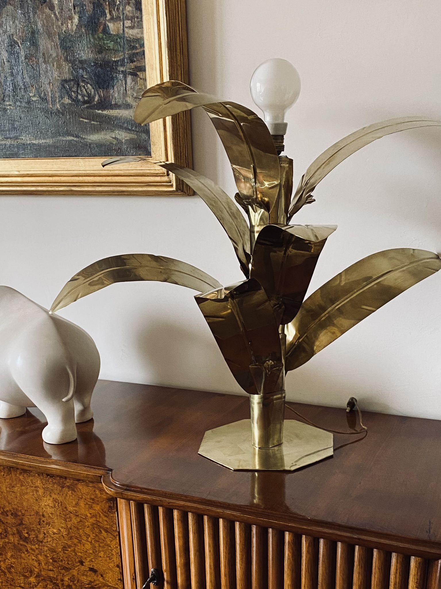 Palm tree brass floor/table lamp, Bottega Gadda Italy, 1960
