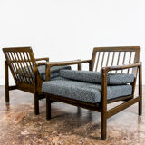 Pair of Restored Black B-7522 armchairs by Zenon Bączyk, 1960’s