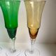 Set of 5 colorful champagne flutes feet worked 60-70s