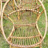 4 "shell" rattan armchairs 1960's