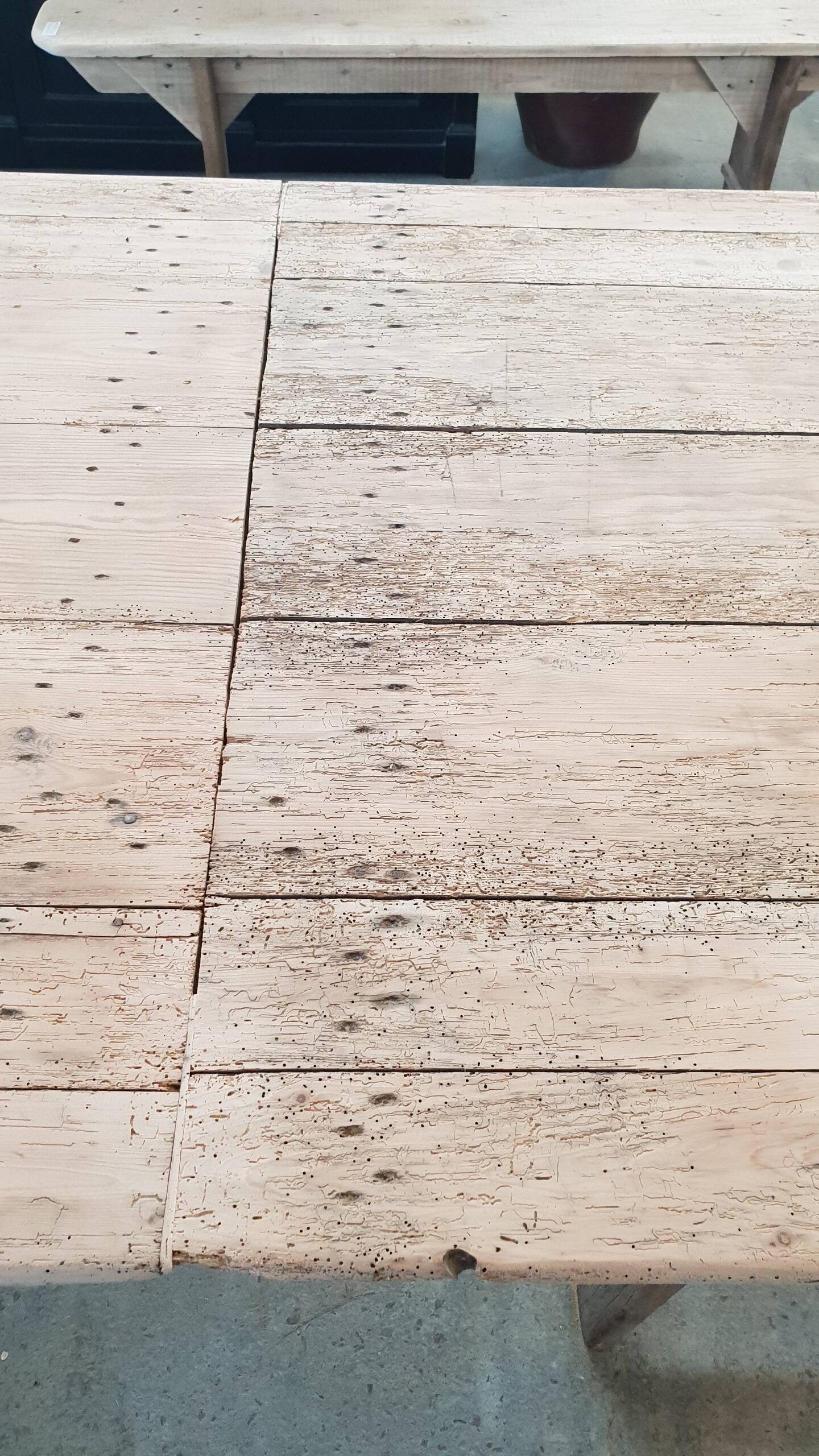 Old table on trestles