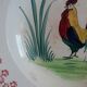 Antique deep dish with hand-painted rooster, Charolles earthenware