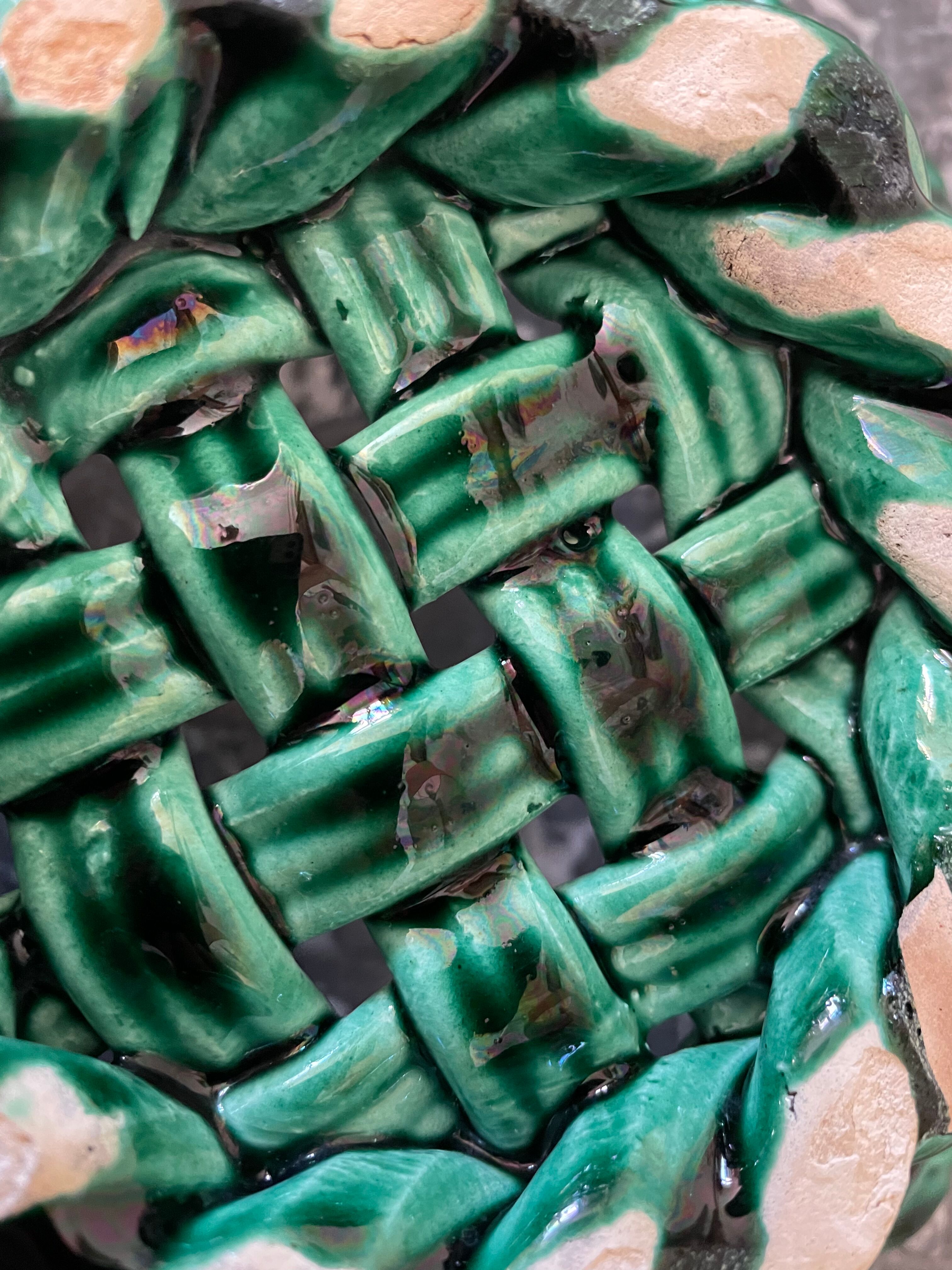 Braided earthenware basket