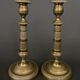 Pair of candlesticks gilded bronze chiseled guilloché first part of the nineteenth