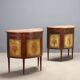 Antique demi-lune buffets in neoclassical style in mahogany from the 20th century.