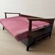 Burgundy folding sofa bed by Edmund Homa, mid-century modern, 1960s, Czechoslovakia, 200 × 88 × 80 cm