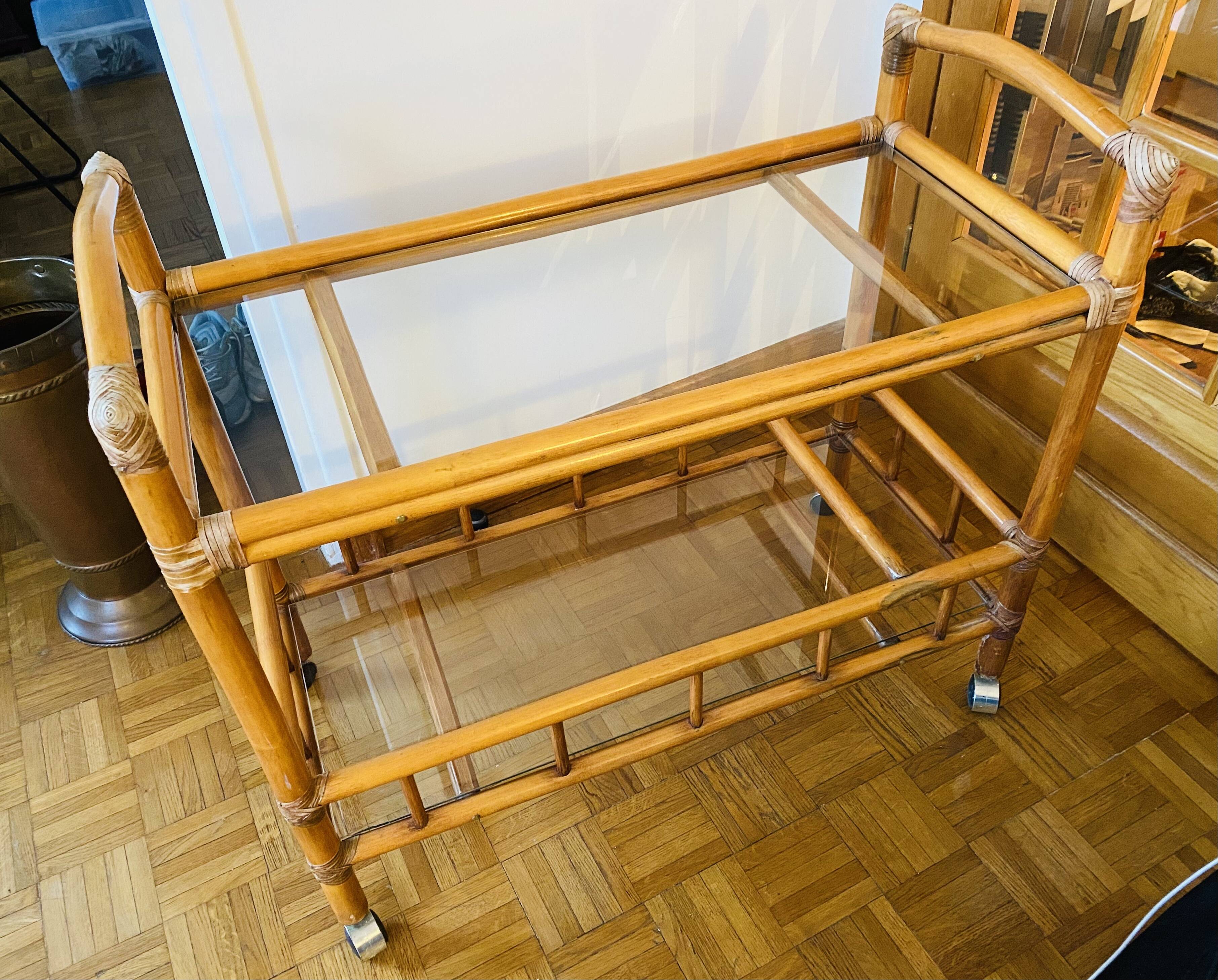 Bamboo trolley on wheels