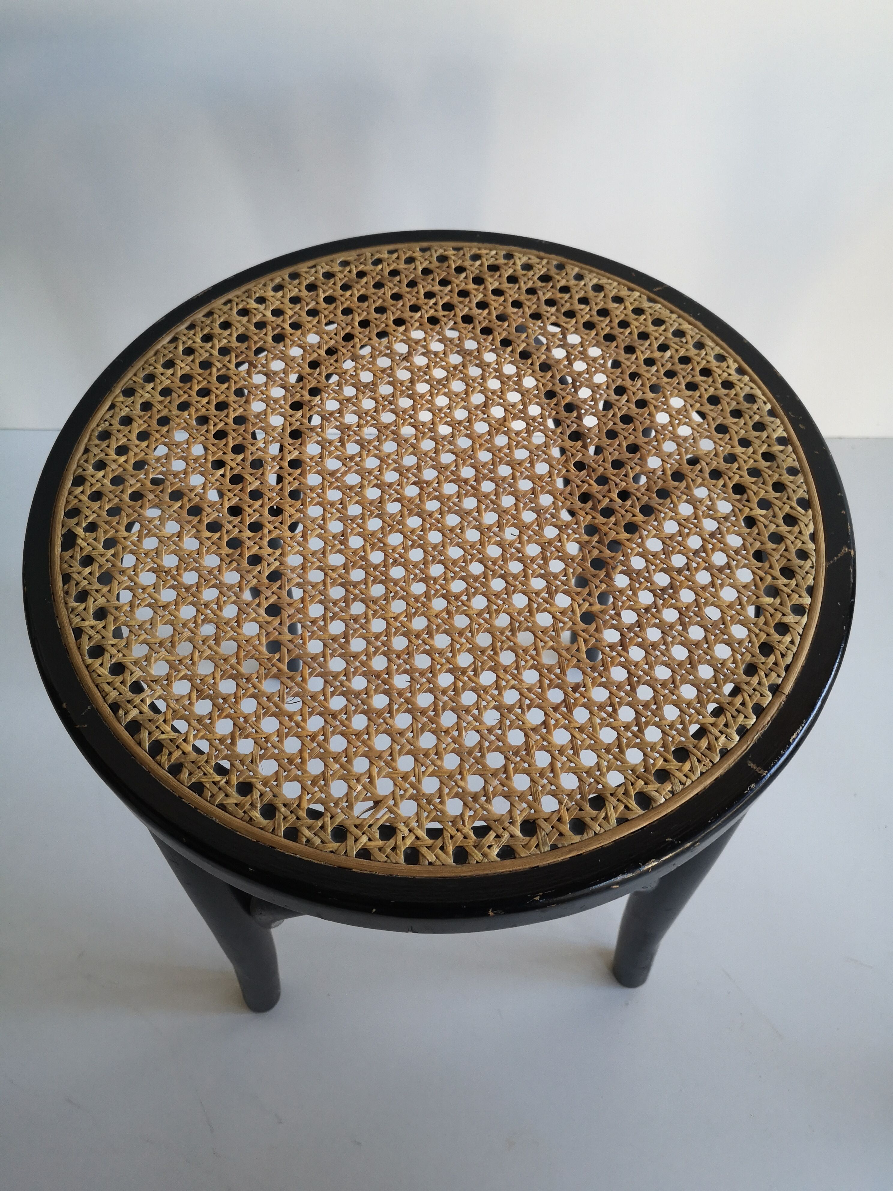 pair of cannage stool and 1940s curved wood