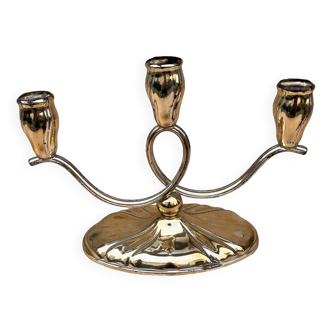 Chandelier à trois bras en métal plaqué, Allemagne, années 1940.