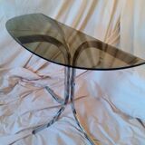 Vintage 1970s glass and chrome wall console