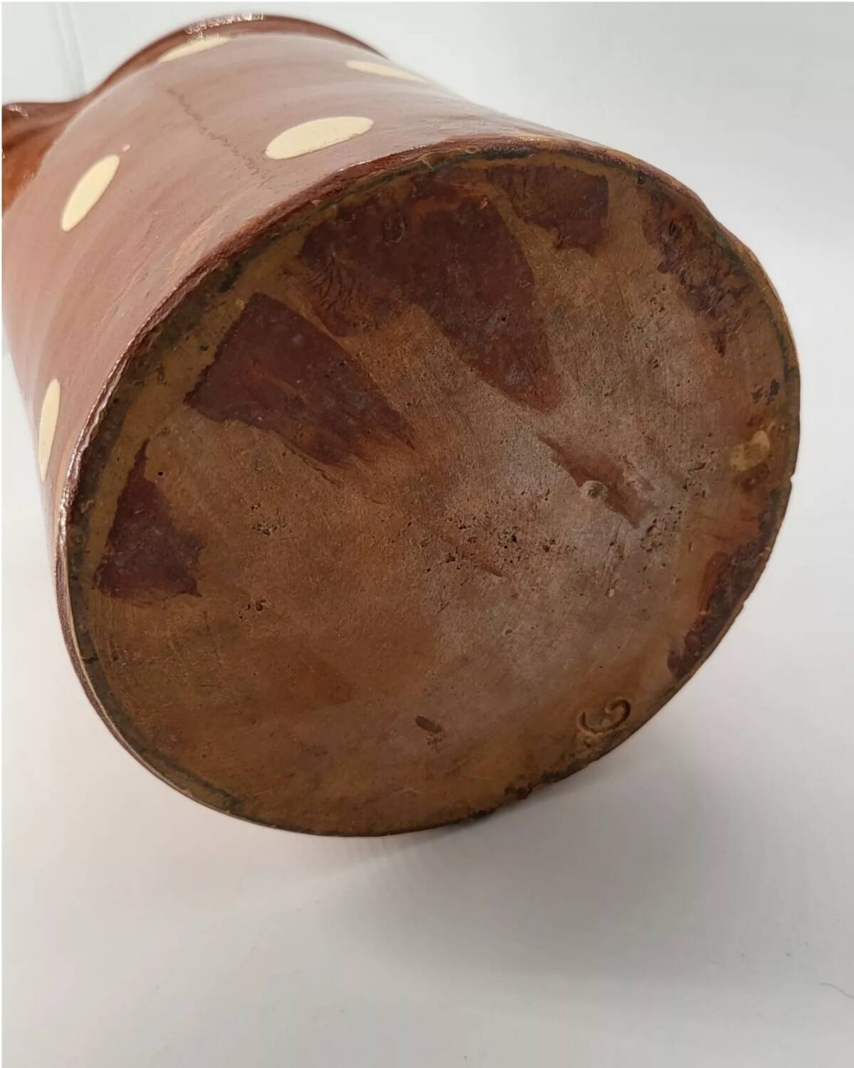 Old pitcher with polka dots savoyard pottery in glazed terracotta alsace