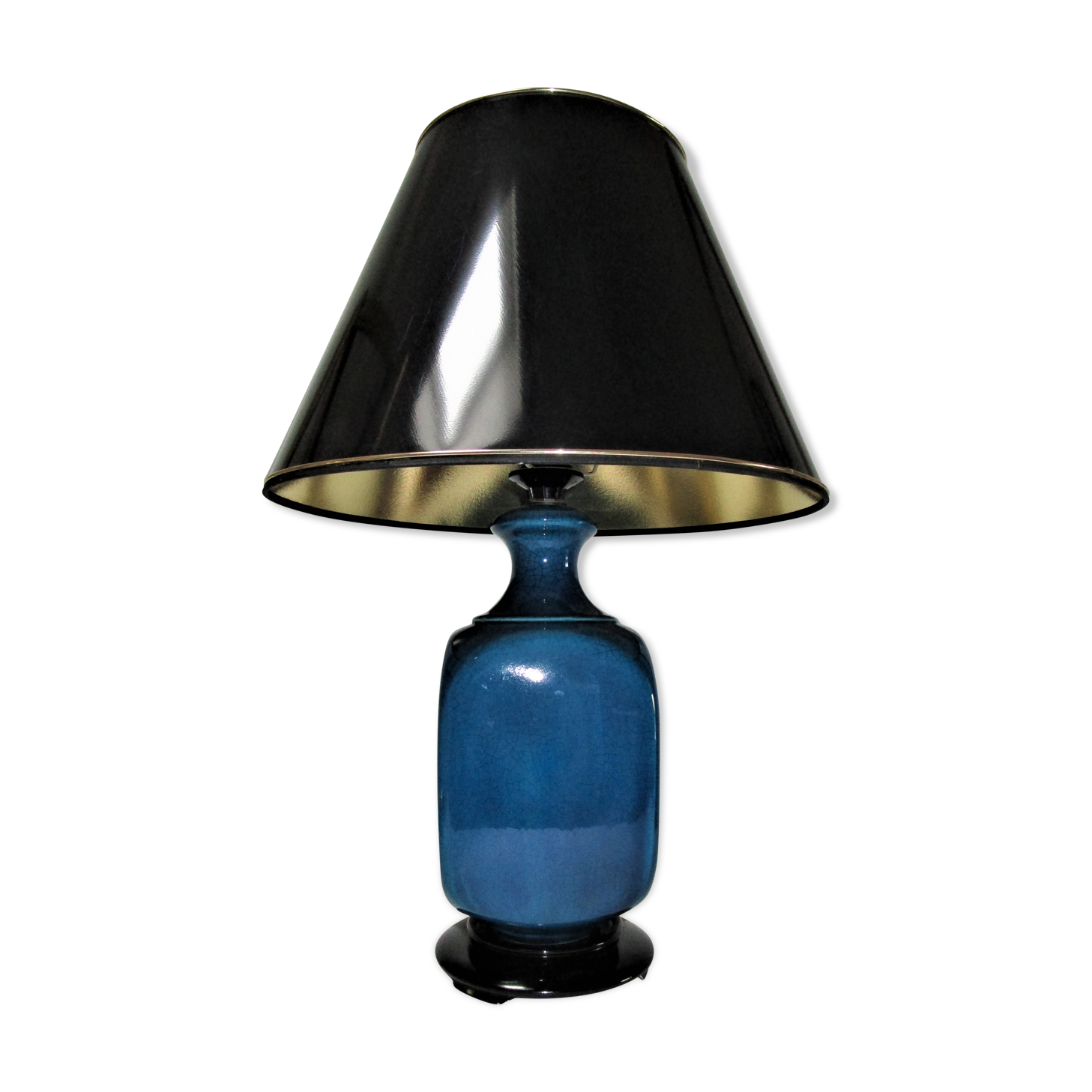 70s cracked blue ceramic lamp