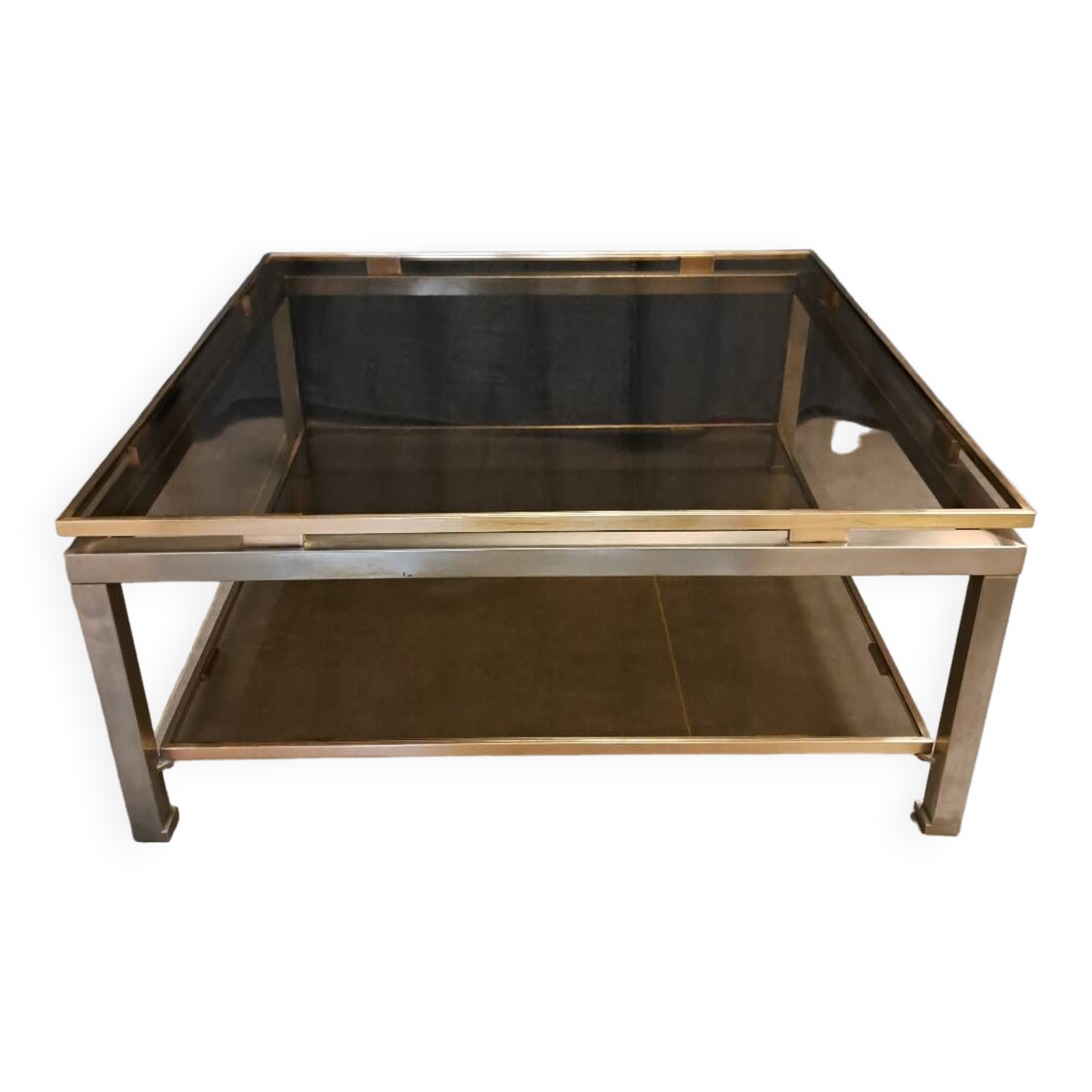 Guy Lefevre coffee table in steel and bronze
