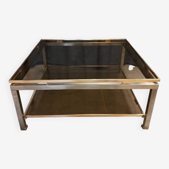 Table basse Guy Lefevre en acier et bronze