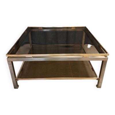 Table basse Guy Lefevre en acier et bronze