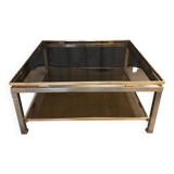 Table basse Guy Lefevre en acier et bronze