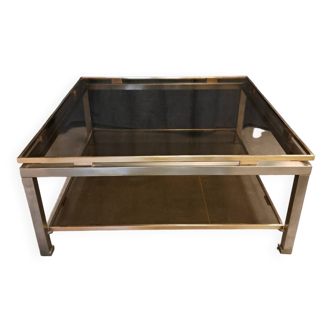 Table basse Guy Lefevre en acier et bronze