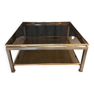 Guy Lefevre coffee table in steel and bronze