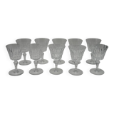 10 Baccarat Glasses, Model Picadilly, France, Crystal Stemmed Glasses