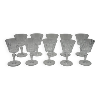 10 Baccarat Glasses, Model Picadilly, France, Crystal Stemmed Glasses