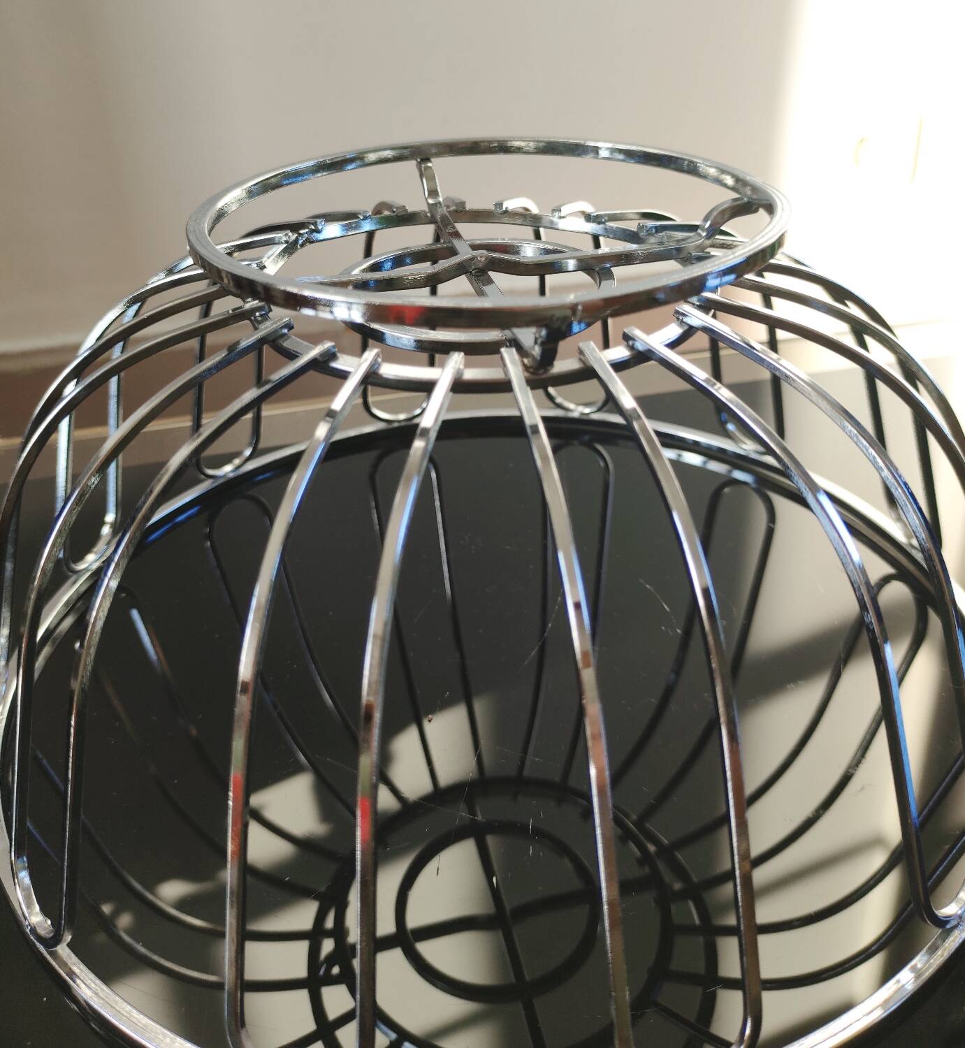Modernist chrome metal fruit bowl – 1970s/80s
