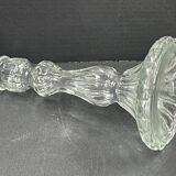 Bougeoir ancien en verre moulé tendance 22,5 cm