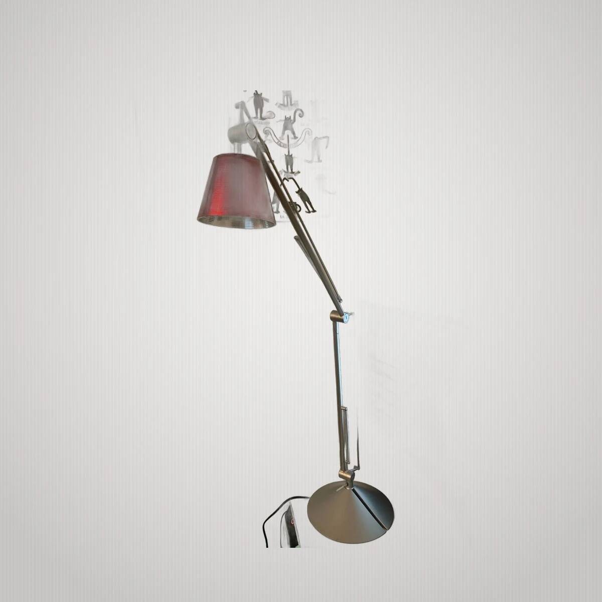 Philippe Starck Archimoon K lamp for Flos 1998 with red collar.