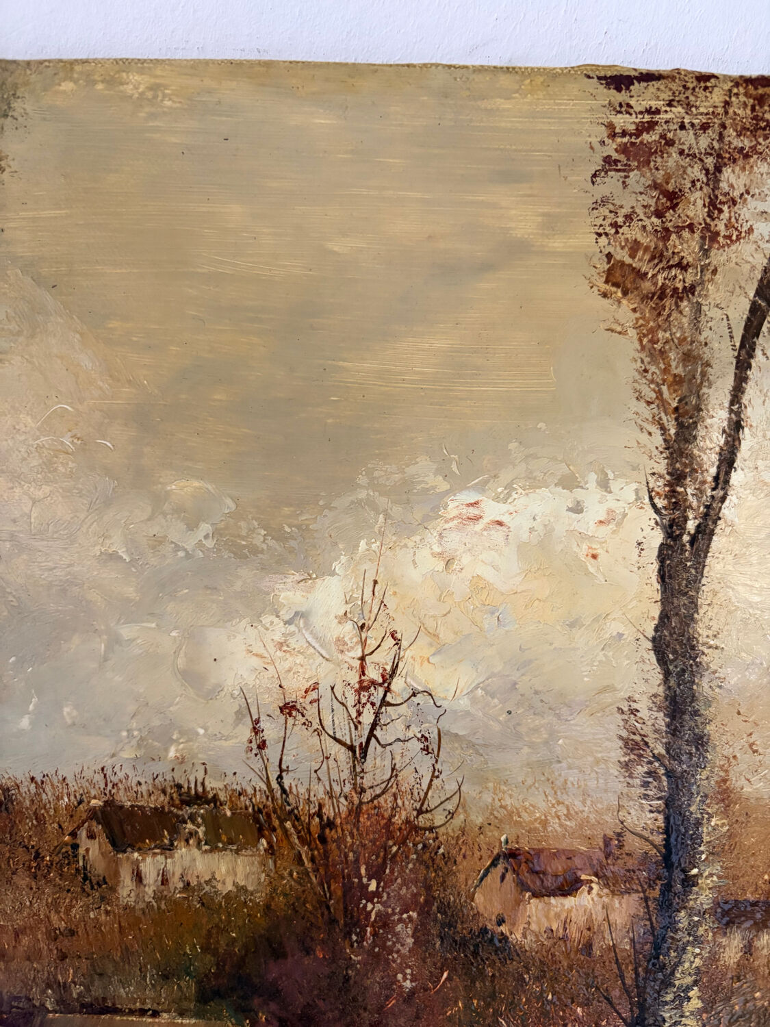 Romantic landscape with horses, oil on canvas signed R Bizet.