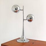 Lampe de table chromée vintage double globe oculaire - space age