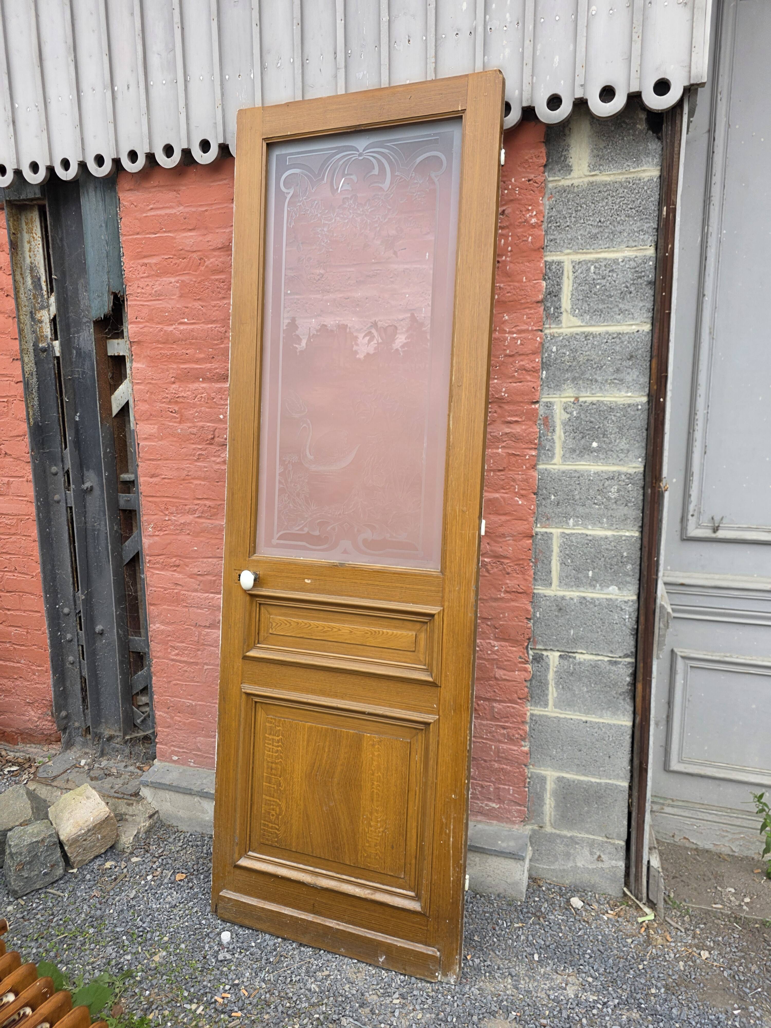 Engraved glass door, late 19th century.