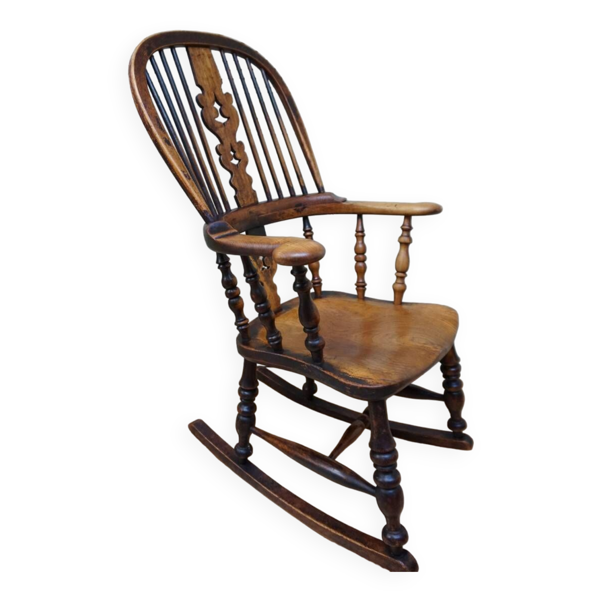Chaise à Bascule Windsor Antique du 19ème Siècle