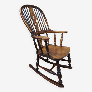 Chaise à Bascule Windsor Antique du 19ème Siècle