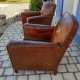 Pair of leather club chairs 30/40s