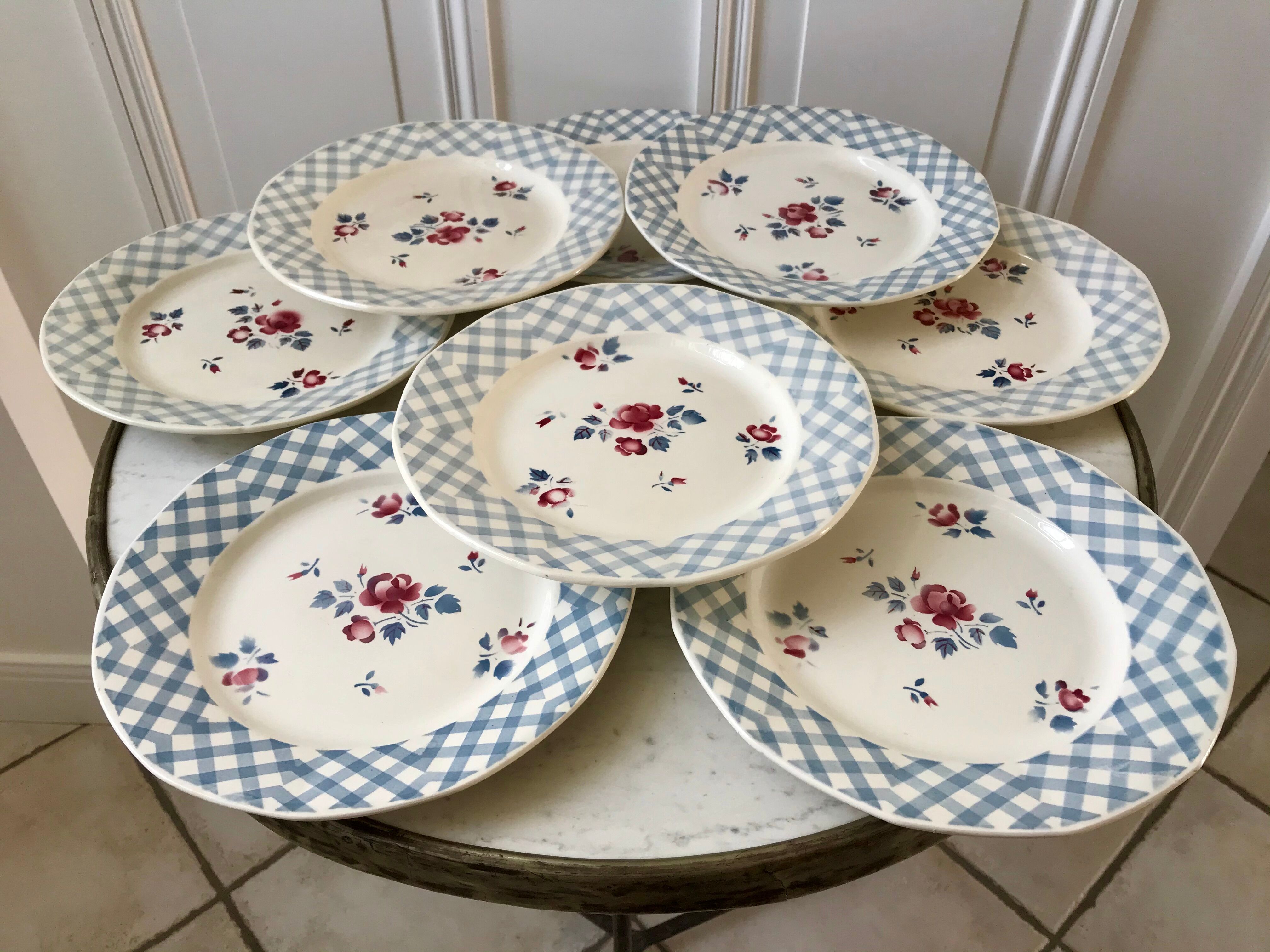 Set of 8 flat plates Digoin Sarreguemines 30s 40s
