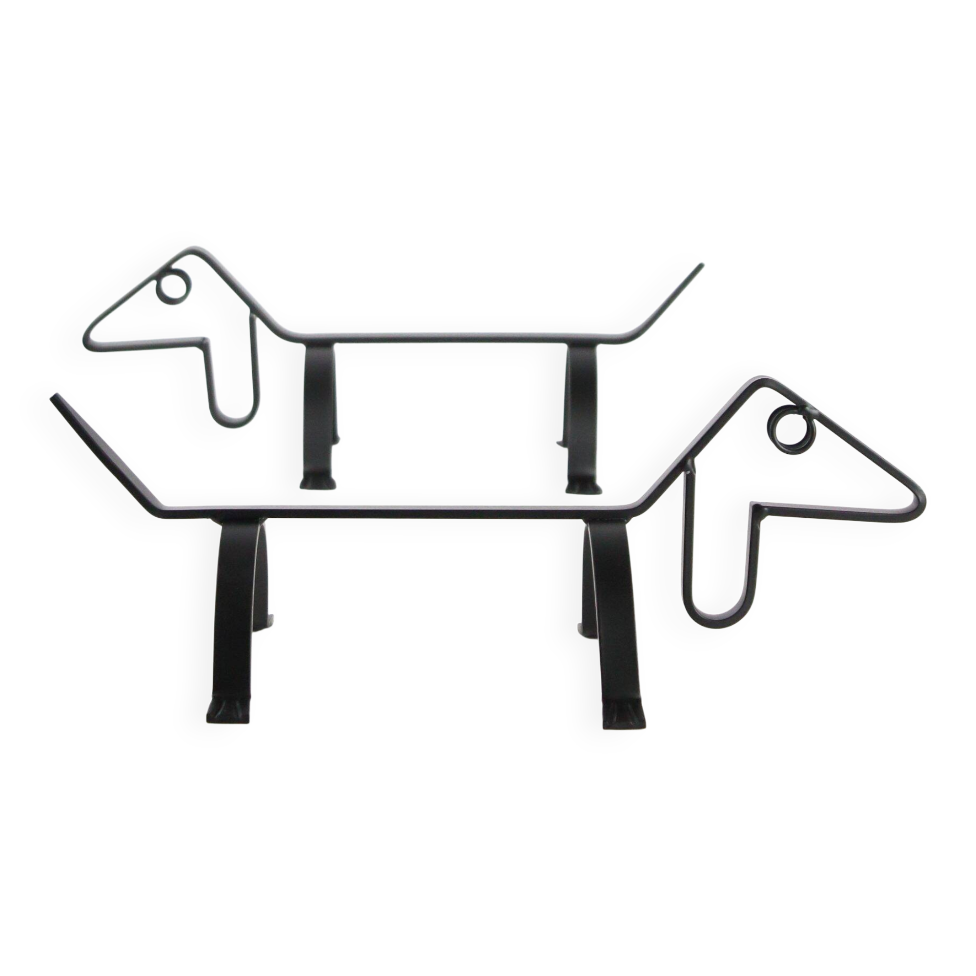 Travail scandinave, paire de chenets chiens