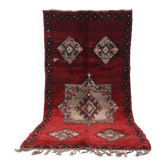 Tapis marocain vintage bourgogne 160 x 350 cm - Tapis en laine berbère - Tapis fait main