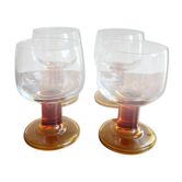 Set of 4 vintage amber stemmed glasses