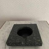Black black square marble ashtray speckled green