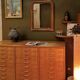 Beech workshop furniture with 30 drawers.