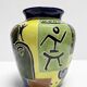 Glazed ceramic vase with Africanist decoration, France 1980s.