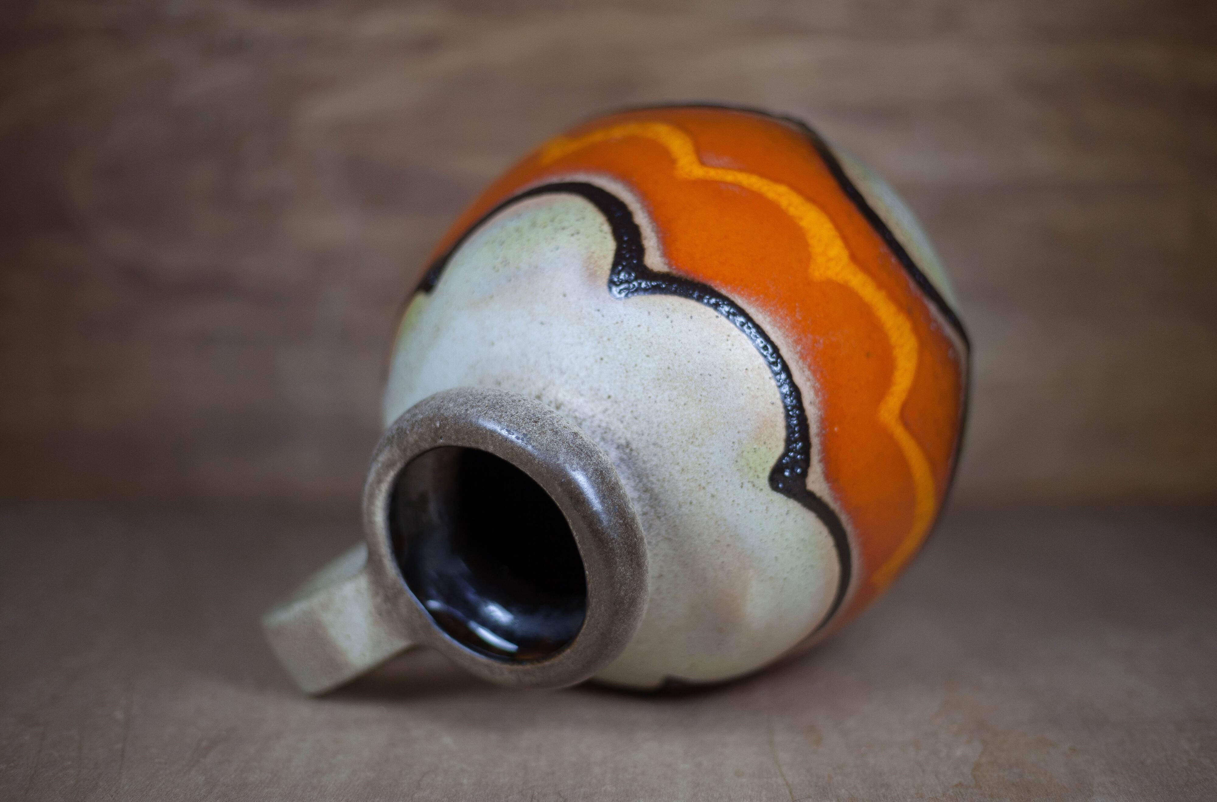 West Germany ceramic ball vase 484-21, vase with handle, collection, interior decoration