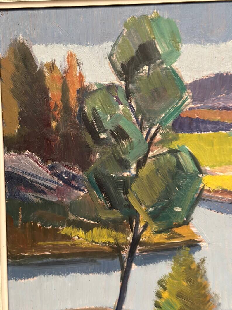 Original Swedish Oil on Panel - "Natural Landscape" by Frans Rase (1913-1994) - Signed - Vintage & Framed - 56 × 48 cm (22" × 18.9")