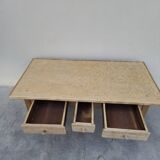 Table basse de ferme rustique en chêne massif Aérogommer - 1m18.5