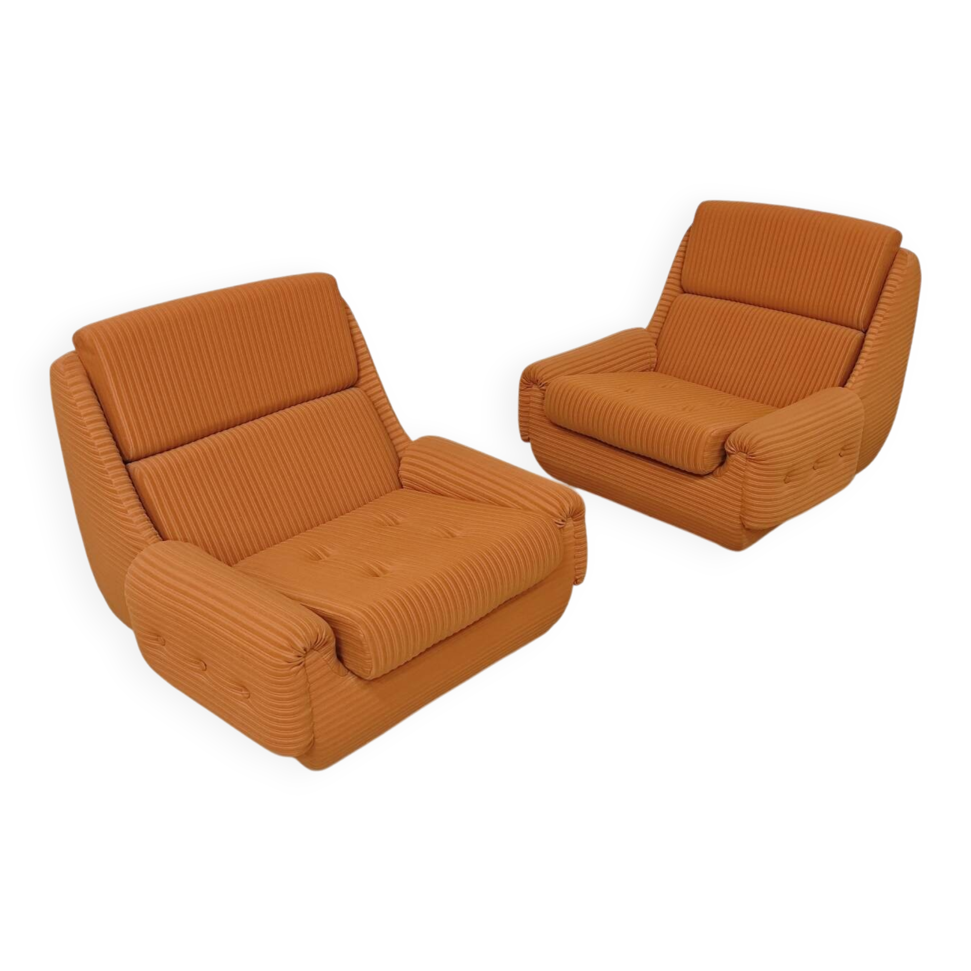 Paire de fauteuils Atlantis Orange République Tchèque 1970