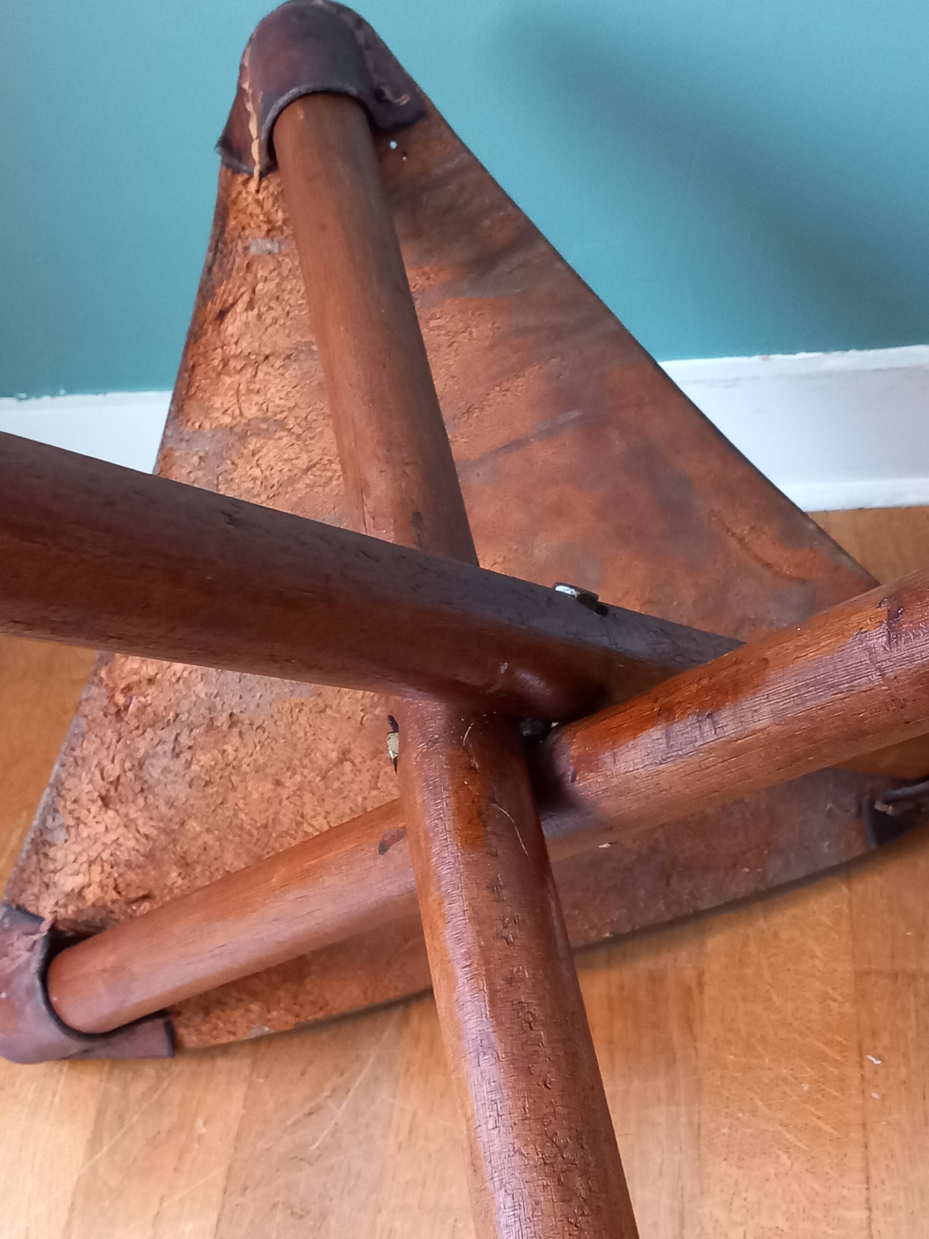 Leather folding stool