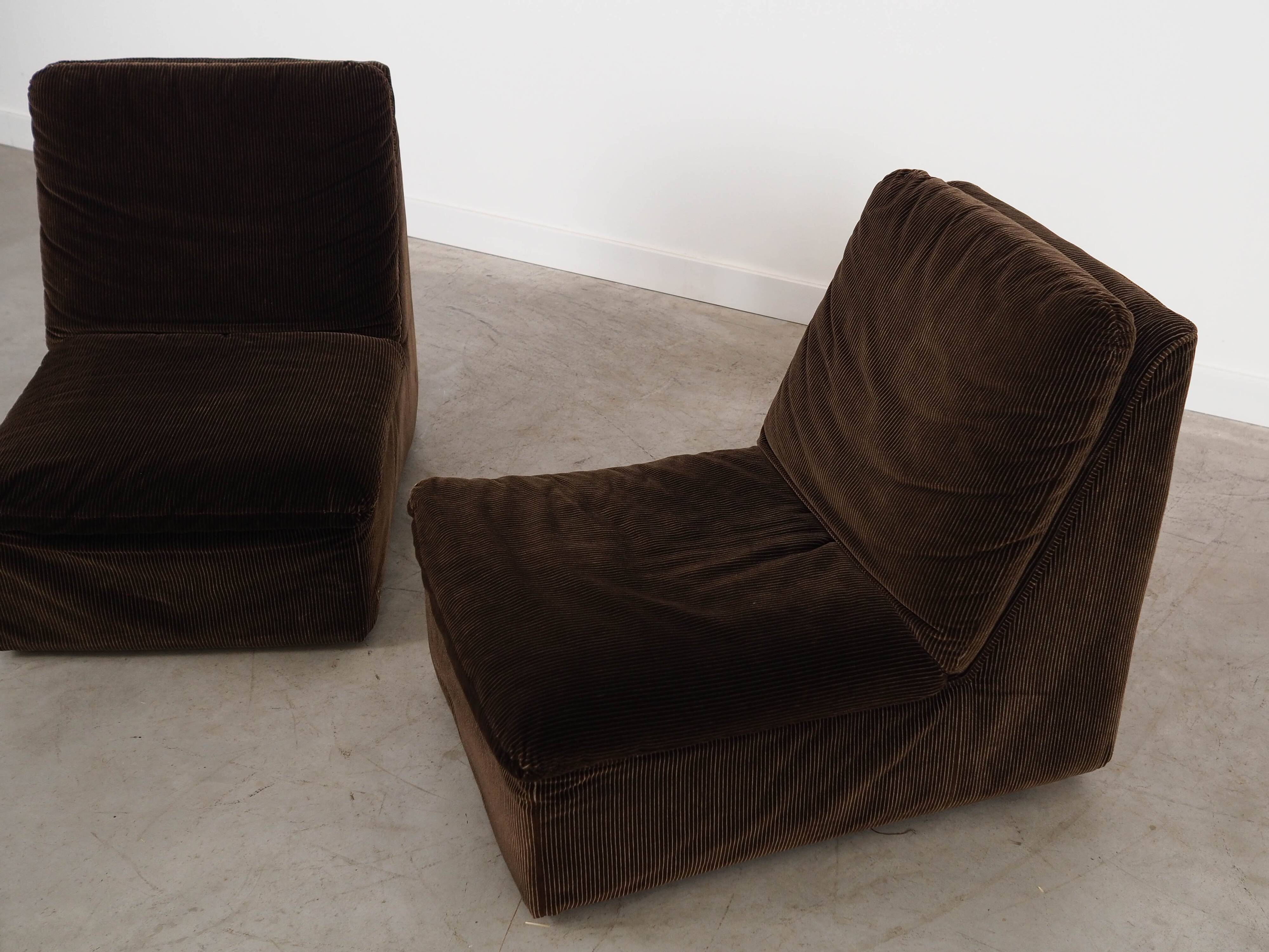 Brown modular sofa, Italian design, 1970s, manufactured by Busnelli