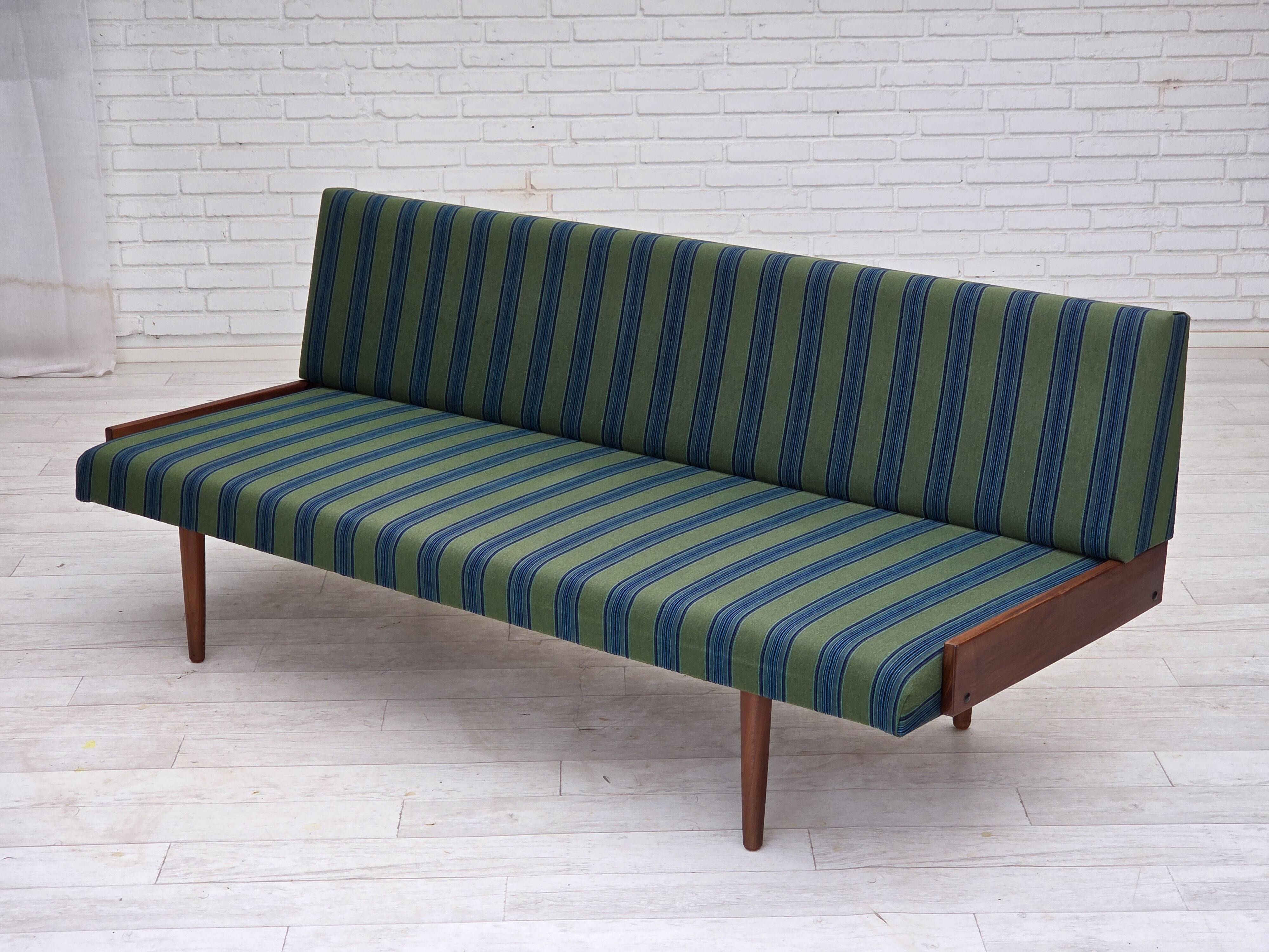 1970s, Danish daybed, furniture wool, solid teak wood, original condition.